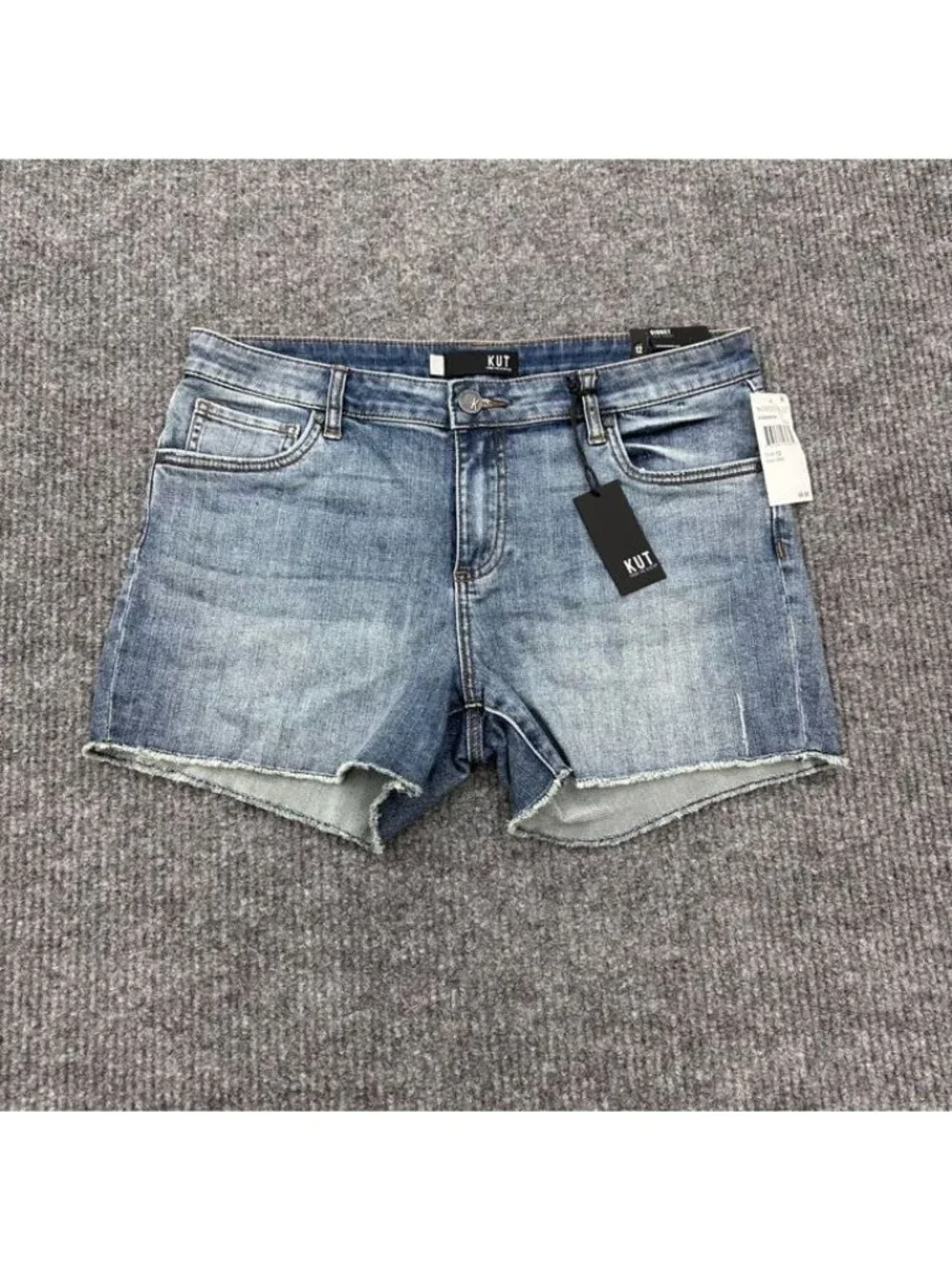 Kut From The Kloth Gidget Fray Blue Denim Cut Off Jean Shorts Womens Size 12 NEW